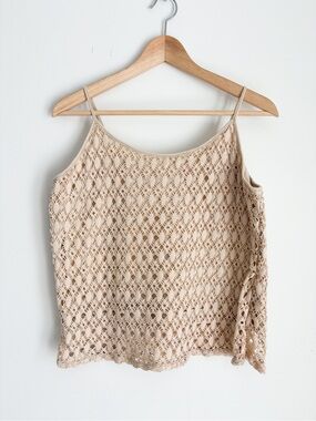 AGMIR Authentic 90s Vintage Crochet Cami Tank Top - Size L - MADE IN EUROPE